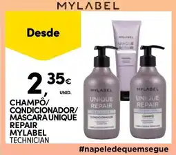 Continente Bom dia Champô/ condicionador/ máscara unique repair mylabel promoção