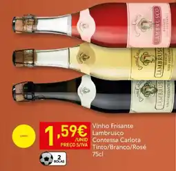 Recheio Vinho Frisante Lambrusco Contessa Carlota promoção