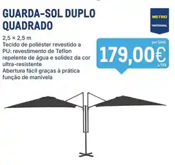 Makro Guarda-sol duplo quadrado 2.5 x 2.5m promoção