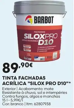 Bricomarché Tinta fachadas acrílica "silox pro d10"* promoção