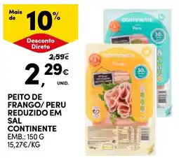 Continente Bom dia Peito de frango/ peru reduzido em sal continente promoção