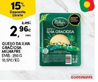 Continente Queijo da Ilha Graciosa Milhafre 280g promoção