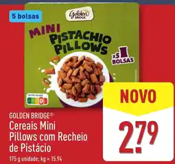 ALDI GOLDEN BRIDGE Cereais Mini Pillows com Recheio de Pistácio promoção