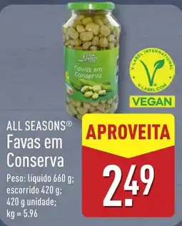 ALDI ALL SEASONS Favas em Conserva promoção