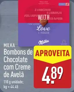 ALDI MILKA Bombons de Chocolate com Creme de Avelã promoção