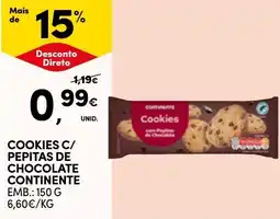 Continente Bom dia Cookies c/ pepitas de chocolate continente promoção