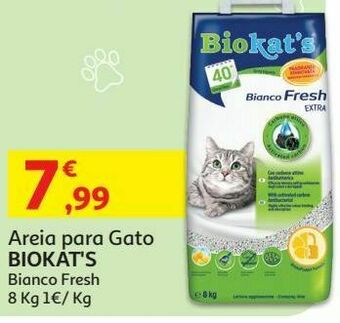 Areia p/ gato biokat's:bianco fresh 8kg