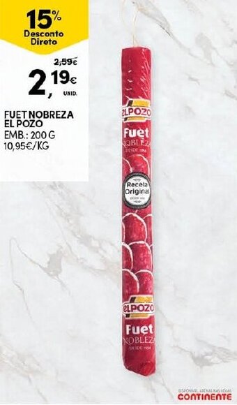 Continente Fuet Nobreza El Pozo 200g promoção