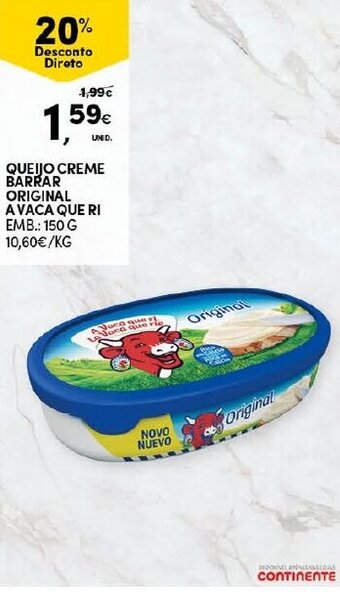 Continente Queijo Creme Barrar Original A Vaca Que Ri 150g promoção