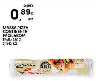 Continente Massa Pizza Continente Fácil&Bom 280g promoção