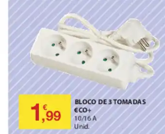 E.Leclerc Bloco de 3 Tomadas 10/16A promoção