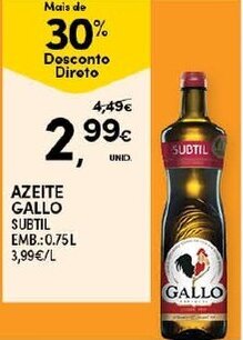 Continente Azeite Gallo 0.75L promoção