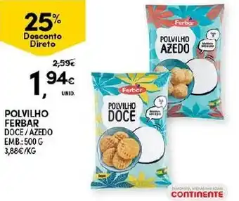 Continente Polvilho Ferbar 500g promoção