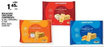 Continente Bolachas Crakers Continente 500g promoção