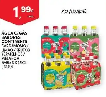 Continente Água C/ Gás Sabores Continente 6x25cl promoção