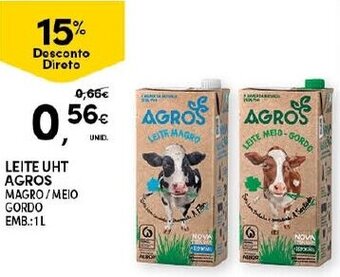 Continente Leite UHT Agros 1L promoção