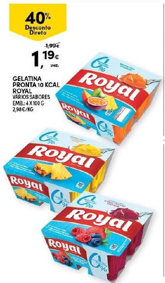 Continente Gelatina Pronta 10 Kcal Royal 4 x 100g promoção