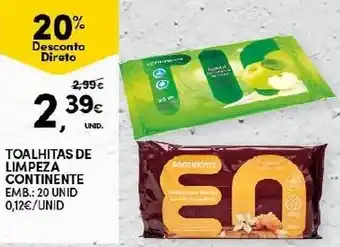 Continente Toalhitas de Limpeza Continente 20 Unid promoção