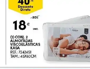Continente Conj. 2 Almofadas Viscoelasticas Kasa 45x60cm promoção