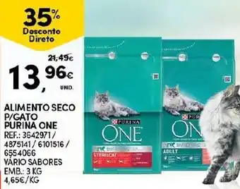 Continente Alimento P/Gato Purina One 3kg promoção