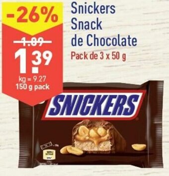 ALDI Snickers Snack de Chocolate 3x50g promoção