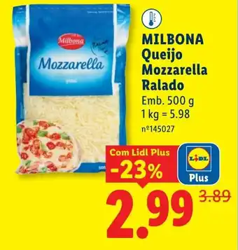 Lidl MILBONA Queijo Mozzarella Ralado promoção