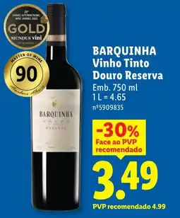 Lidl BARQUINHA Vinho Tinto Douro Reserva promoção