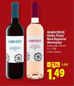 Lidl ALMOCREVE Vinho Tinto/ Rosé Regional Alentejano promoção