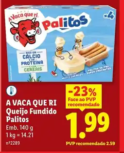 Lidl A VACA QUE RI Queijo Fundido Palitos promoção