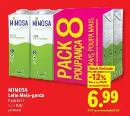 Lidl MIMOSA Leite Meio-gordo promoção