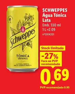 Lidl SCHWEPPES Água Tónica Lata promoção