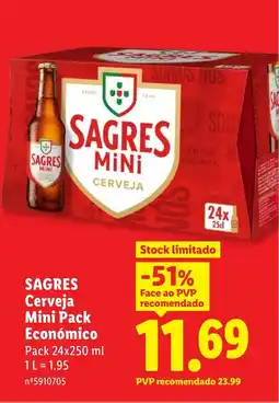 Lidl SAGRES Cerveja Mini Pack Económico promoção