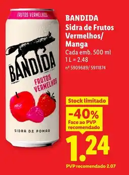 Lidl BANDIDA Sidra de Frutos Vermelhos/ Manga promoção