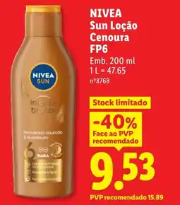Lidl NIVEA Sun Loção Cenoura FP6 promoção