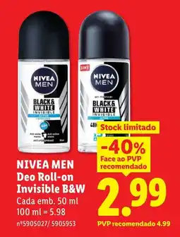 Lidl NIVEA MEN Deo Roll-on Invisible B&W promoção