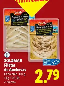 Lidl SOL&MAR Filetes de Anchovas Cada promoção