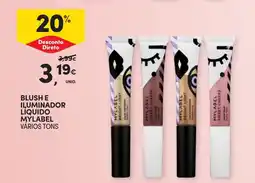 Continente Blush e iluminador líquido mylabel varios tons promoção