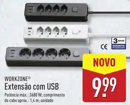ALDI WORKZONE Extensão com USB promoção