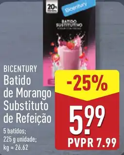 ALDI BICENTURY Batido de Morango Substituto de Refeição promoção