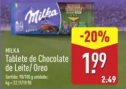 ALDI MILKA Tablete de Chocolate de Leite/Oreo promoção