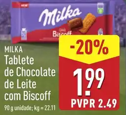 ALDI MILKA Tablete de Chocolate de Leite com Biscoff promoção