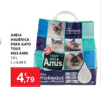 Areia Higiénica para Gato Tous Mes Amis 10L