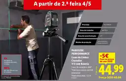 Lidl PARKSIDE PERFORMANCE Laser de Linhas Cruzadas 4 V com Bateria promoção
