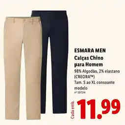 Lidl ESMARA MEN Calças Chino para Homem promoção