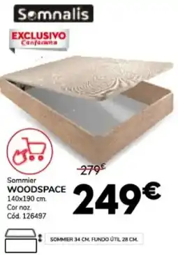 Conforama Sommier WOODSPACE 140x190 cm. promoção