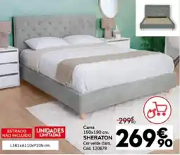 Conforama Cama 150x190 cm SHERATON Cor verde claro. promoção