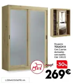 Conforama Roupeiro TOUCH II Com 2 portas deslizantes com espelho. promoção