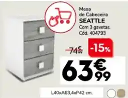 Conforama Mesa de Cabeceira SEATTLE Com 3 gavetas. promoção