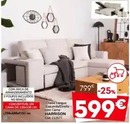 Conforama Chaise Longue Esquerda/Direita com Cama HARRISON promoção