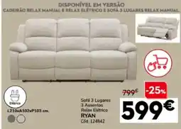 Conforama Sofá 3 Lugares 3 Assentos Relax Elétrico RYAN promoção